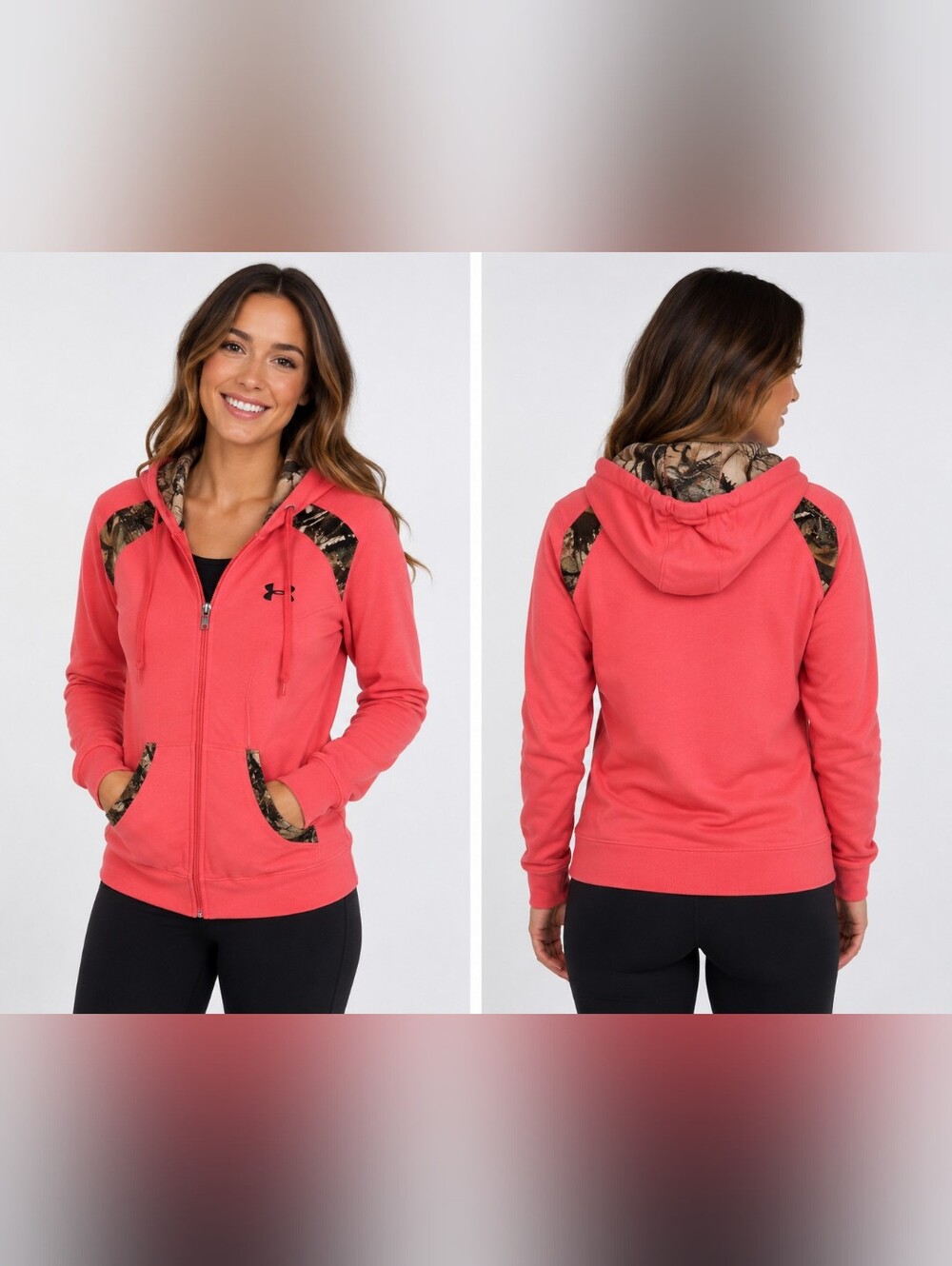 Under Armour AllSeasonGear Realtree Camo Coral Full Zip Hoodie Women’s S